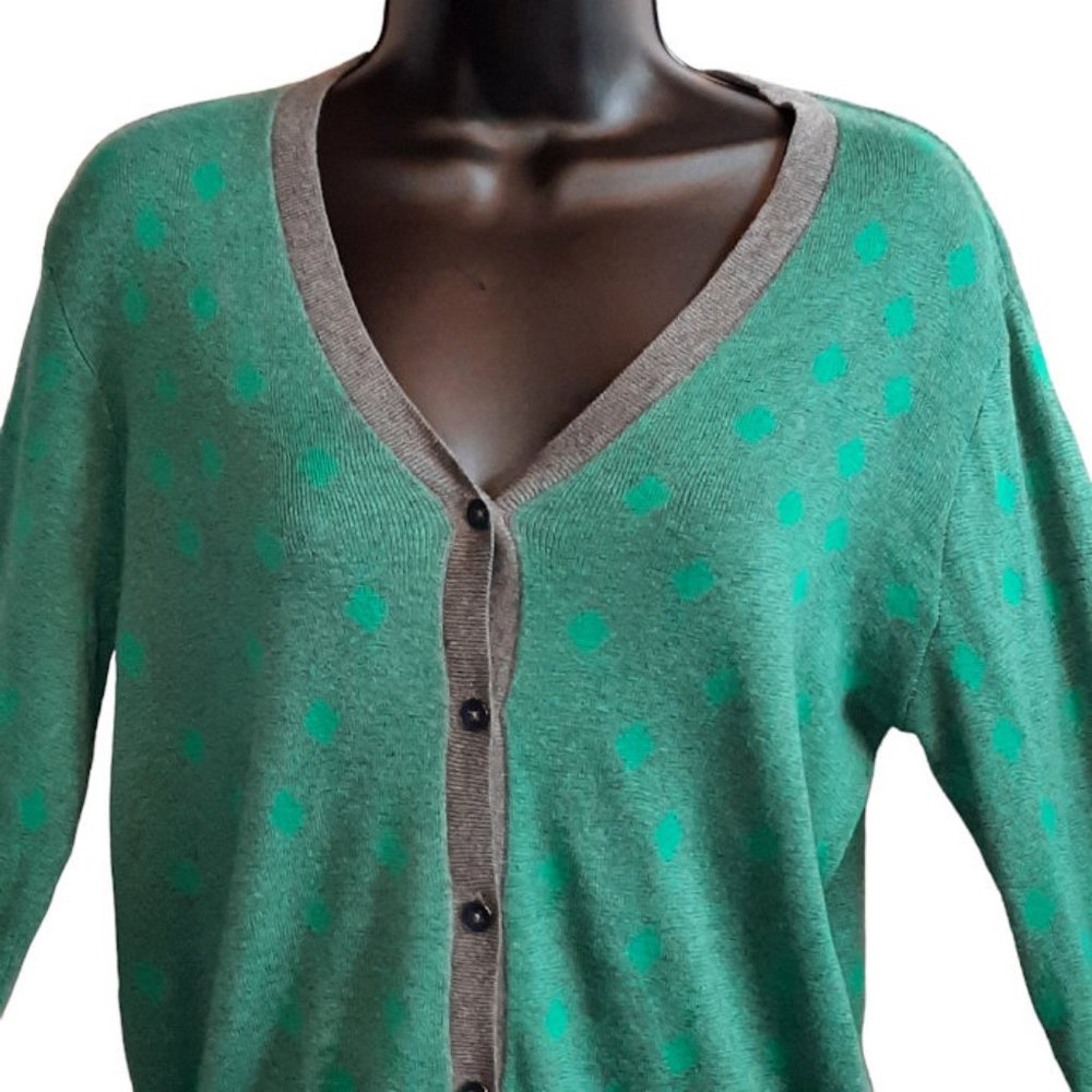 CAbi Women Small Green & Gray Button Down Knit Cardigan Sweater - Picture 2 of 5